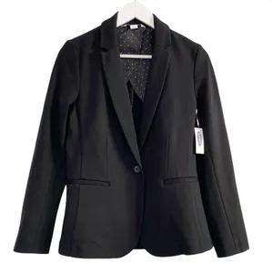 Old Navy Classic Ponte Knit Blazer Black XS One Button Dark Academia Preppy NWT thumbnail 3