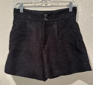 Zi Yan dressy black Glam pleated sparkling shorts S thumbnail 1