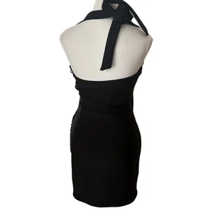 Hello‎ Molly Noticed Dress Black Halter Neck Ruched Mini Dress Womens Size 8 L thumbnail 5
