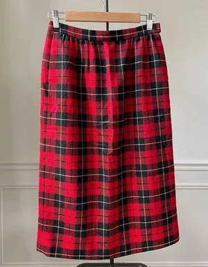 Vintage Wool Wallace Tartan Plaid Pencil Skirt M thumbnail 1
