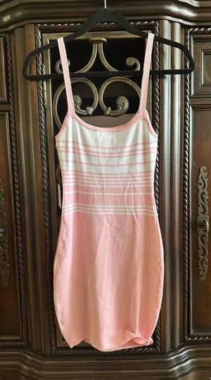Revolve NWT Superdown Susie Pink & White Striped Knit Dress Size Small thumbnail 4