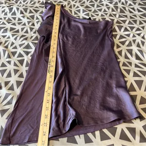 The Limited‎ Purple Satin Ruffle Front Knit Back One Shoulder Blouse Size S thumbnail 12