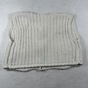 Cream Chunky Ribbed Knit‎ Cardigan Vest Gold Buttons Pockets Size L 9047 thumbnail 7