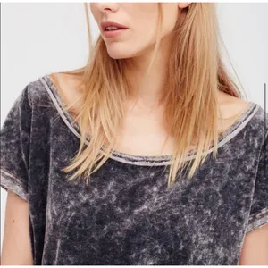 Free People Doran Velvet Grey Short Sleeve Tunic Top‎ Oversized Size Small thumbnail 6
