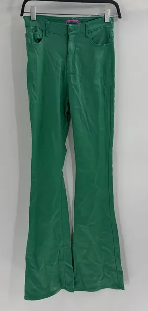 Edikted Luna st patricks Faux Leather College Green Flared Pants Size 24 thumbnail 1