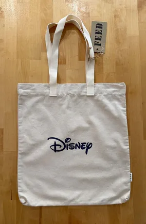Feed NWT Disney Cream Canvas Tote with Navy Logo thumbnail 1