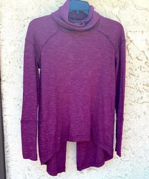 Free People Purple Size small flyaway split back turtleneck longsleeve raglan thumbnail 4