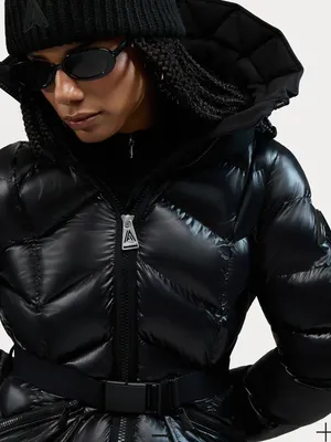 Alpenhaus BELLEVAUX Puffer Coat With Adjustable Belt Black Shiny Sz XL thumbnail 2