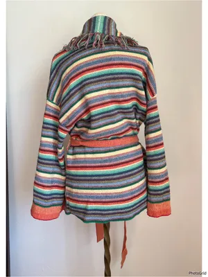 Marine Layer Almere Long Fringe Cardigan In Multi Stripe Small thumbnail 3