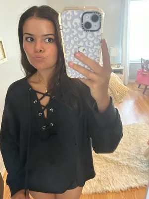 Aerie Black Cropped Crewneck thumbnail 4