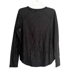 Zuda Sweatshirt Womens Small Black Leopard Print Crewneck Pullover Side Snap thumbnail 3