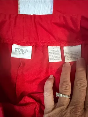 Erika Sport Red Wide Leg Drawstring Lounge Pants NWT Large thumbnail 4