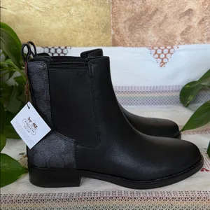 NEW Coach Women’s Meredith Signature Canvas Chelsea Ankle Black Boots, Size 6B thumbnail 6
