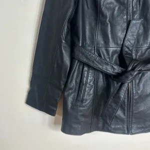 Wilson's leather thinsulate black leather Collared Zip Front Pockets‎ jacket L thumbnail 3