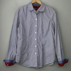 Tommy Hilfiger Button Up Shirt Size M Blue Striped Oxford Prep Classic Academia thumbnail 1