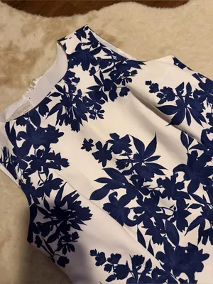 Hobbs London floral white blue shift dress $348 party formal classic fall thumbnail 6