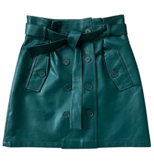 Forever 21 Faux Leather Wrap Belted Mini Skirt Green Size Medium thumbnail 1
