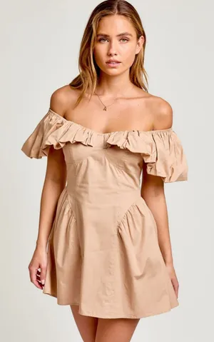 NWT Revolve Le Lis Off the Shoulder Mini Dress with Ruffles Size Medium 2803 thumbnail 1