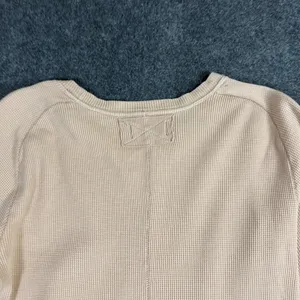 We The Free Free People Tan Waffle Knit Thermal‎ Long Sleeve Lettuce Hem Top M thumbnail 9