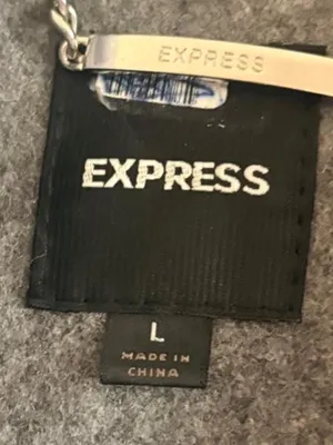 Gray Express pea coat with belt in size L thumbnail 2
