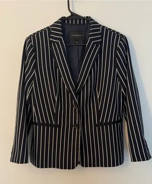 Banana Republic Black Blazer with White Pinstripes thumbnail 1