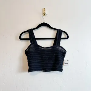 Free People Movement | Femme Sheer Cropped‎ Athletic Tank Top in Black thumbnail 2