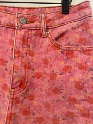 BDG Urban Outfitters Jeans Womens 28 Pink Rose High Rise Flare Floral Pants thumbnail 4