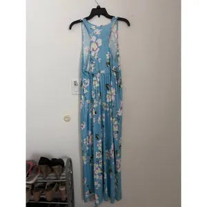 New Women’s Maxi Dress Super Soft Blue floral size Large/XL thumbnail 4