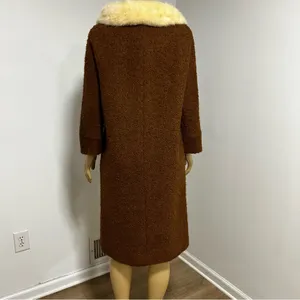 Vintage Lowenstein's Memphis Wool Boucle Mink Fur‎ Collar Coat Brown ILGWU Tag thumbnail 5