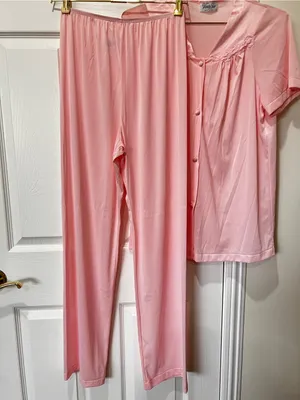 Vintage Vanity Fair Pajama Set Pink Size Small Top And Bottom Nylon thumbnail 4