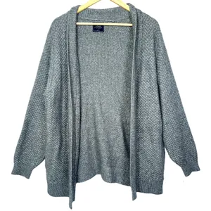 Abercrombie & Fitch Gray Wool Knit Open Front Long Sleeve Cardigan Sweater Sz L thumbnail 1