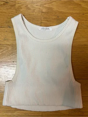 12th Tribe Ivory Ribbed Cropped Preppy Outdoor Gorpcore Luxury Soft Girl Tank M thumbnail 1