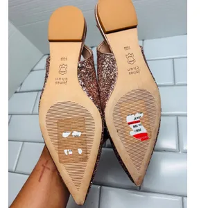 James Chan Nakasey Slingback Flats Womens 10 Pink Rose Gold Glitter Pointed Toe thumbnail 4