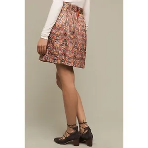 Anthropologie MAEVE Rosie Floral‎ Skirt Pleated Metallic Brocade Pockets Small thumbnail 7
