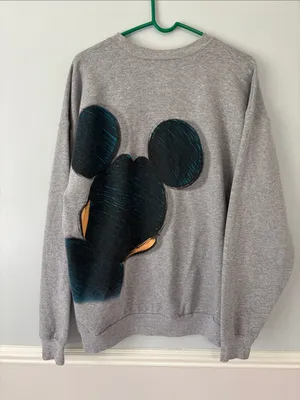 Vintage Mickey Mouse Disney Y2K Crewneck Sweatshirt Gray Unisex XL Vtg 2000s thumbnail 5