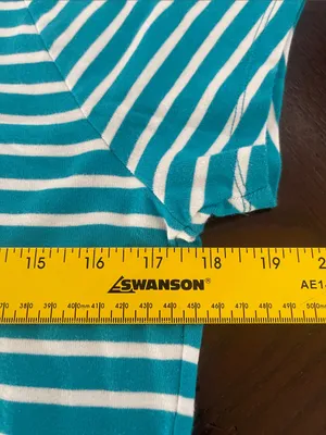 Lauren Ralph Lauren Teal blue & White Striped Short Sleeve Tee thumbnail 2