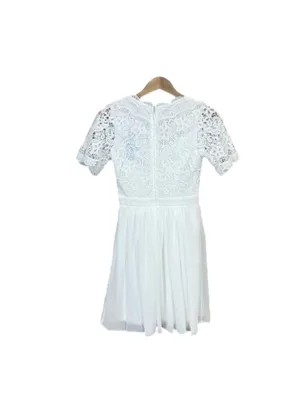 Lulus Lace Boho Dress XS Wedding Shower Rehearsal Bachelorette White Princess thumbnail 4