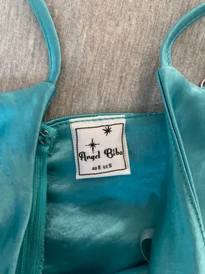 Angel Biba NWT Aqua Satin Dress thumbnail 3