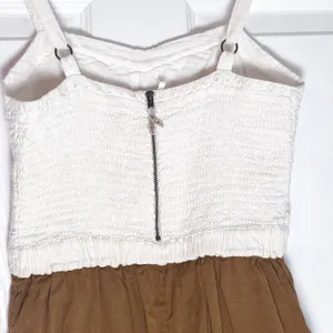 Anthropologie Mermaid White and Tan Lace Romper thumbnail 4