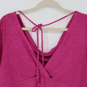 Maeve Anthropologie Women's Horizon‎ Linen Tee Size Small Pink Drape Neck Barbie thumbnail 9