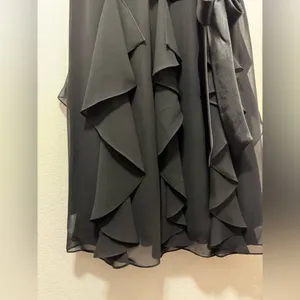 Vintage Y2K Liz Claiborne Black Party Dress Ruffled Tiered Bow Drop Waist 6 thumbnail 4
