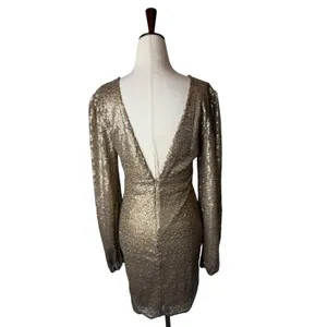 Altar'd State Sequin Mini Dress Women Small Champagne NWT‎ V Neck Party Formal thumbnail 3