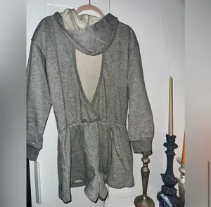 NWOT Free People Movement Such A Flirt Romper in Heather Grey $98 Retail thumbnail 7