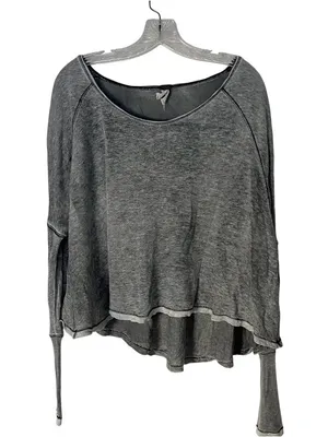 WE THE FREE Macchiato Top Grey Burnout Long Sleeve High Low Hem Oversize Size XS thumbnail 4