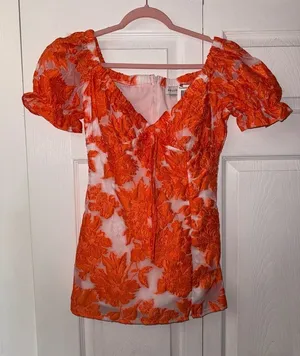 Hello Molly NWOT Orange Mini Dress Size‎ USA SMALL thumbnail 1