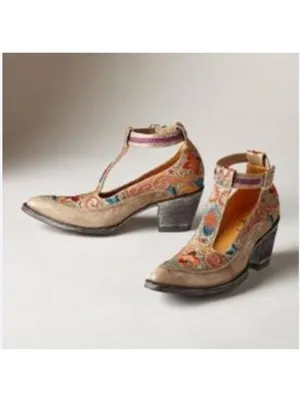 Old Gringo Deborah Rico Bone Leather Floral Embroidered Heels Size 9.5 thumbnail 16