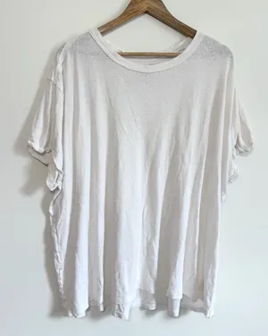 Free People We the Free White Tee Size XL Linen Cotton Shirt Top thumbnail 1