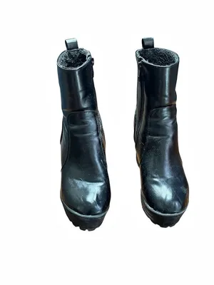 Black ankle boots, size 36/US size 6?, side zipper, fall, dressy, tall heel thumbnail 2