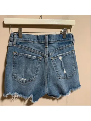 Abercrombie & Fitch The Mom Short High Rise in Size 25 0 Blue denim shorts with thumbnail 6