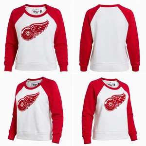 Detroit Red Wings Sweatshirt Womens L G-III 4Her NHL Fleece Chenille Logo Raglan thumbnail 2